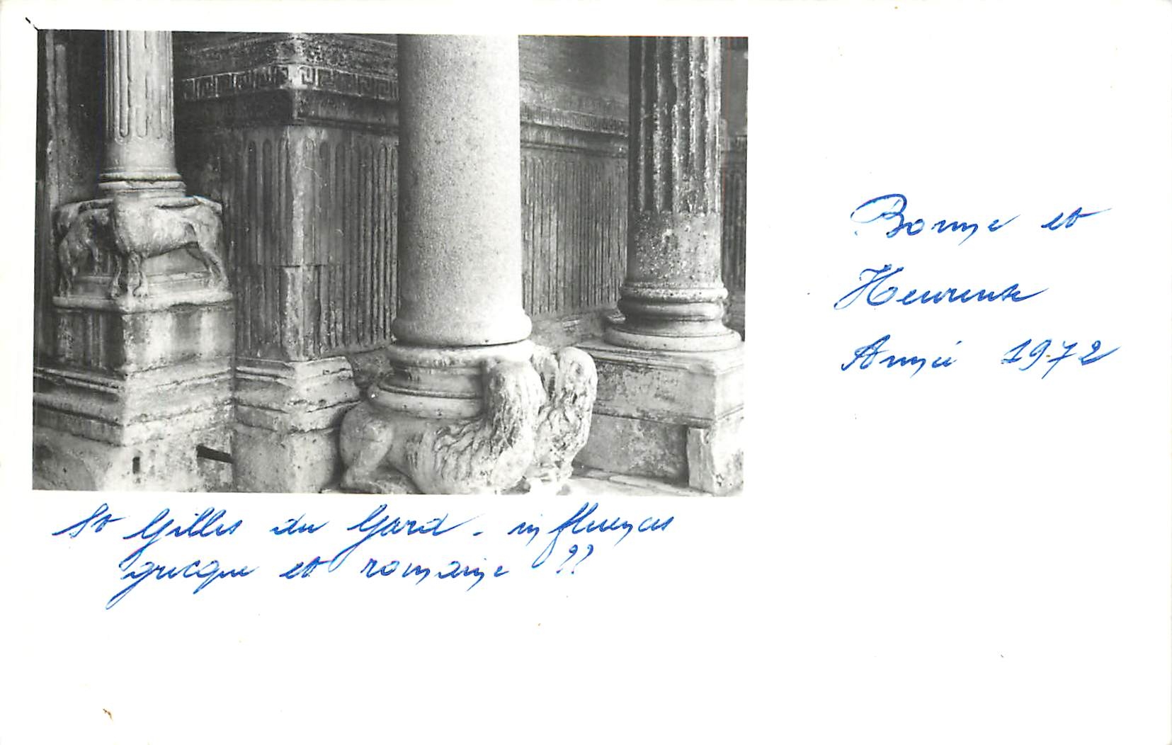 Colonnes du jardin du Palazzo dei Conservatori — Rome — carte postale manuscrite