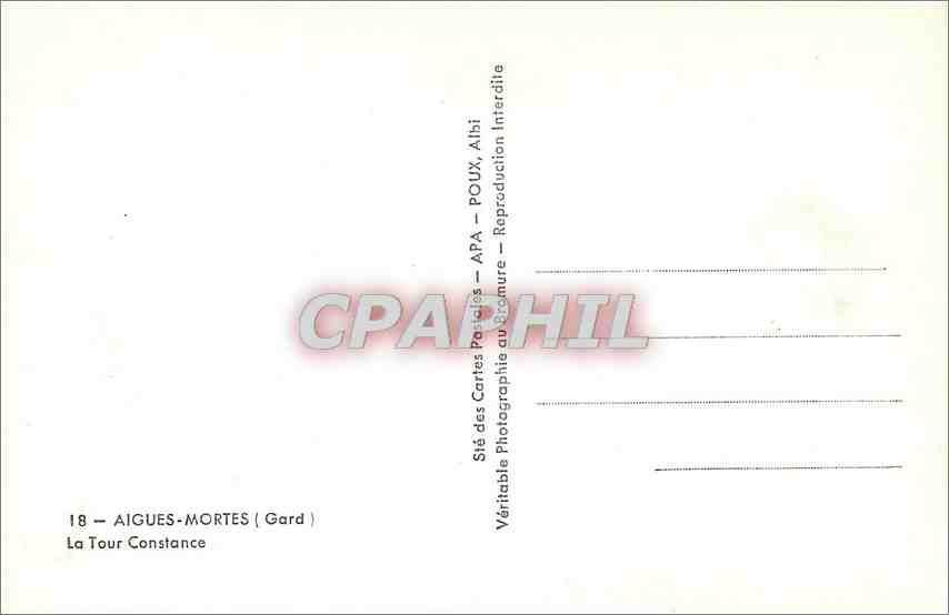 CPA AIGUES-MORTES (GARD) La Tour Constance — Rückseite