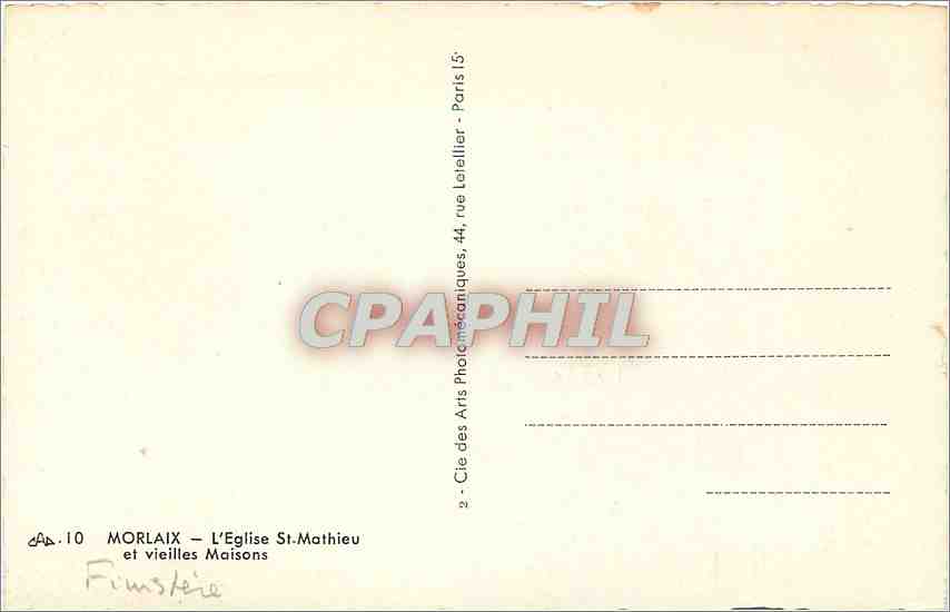 CPA MORLAIX-L'Eglise St Mathieu et vieilles Maisons — Rückseite