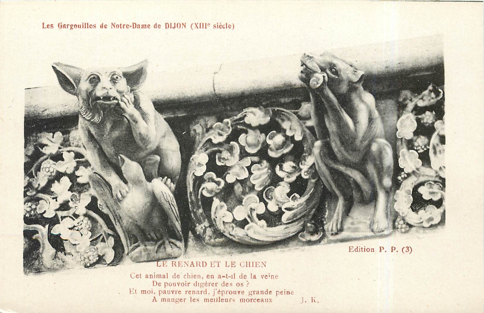 CPA Gargouilles de Notre Dame-DIJON LE renard et le chien