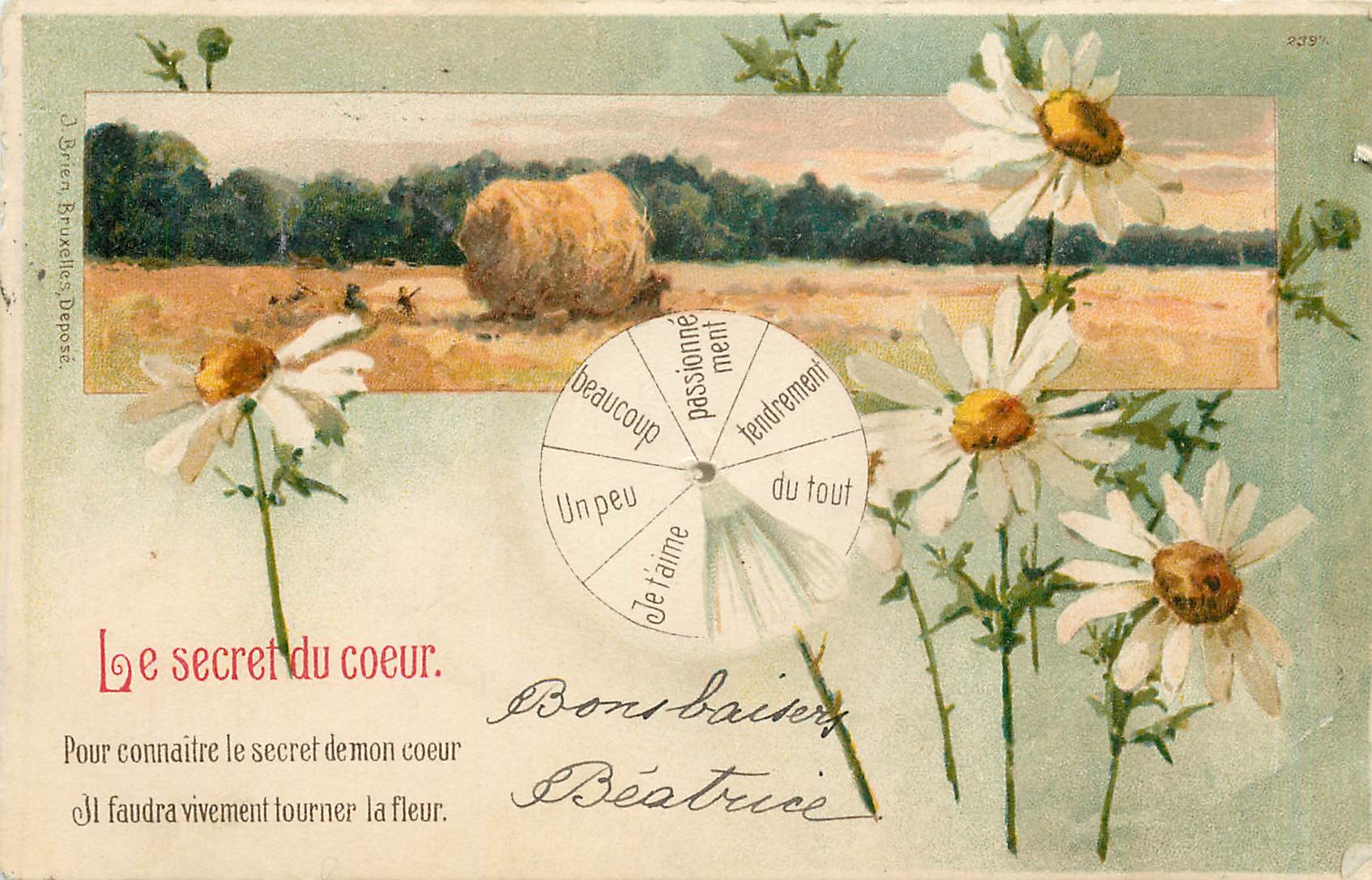 CPA VŒUX Les secrets du cœur Fleurs