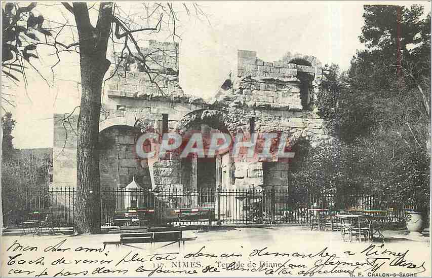 Nîmes — Temple de Diane — Éditeur F. Chalon-Saône, n° 117 - Recto