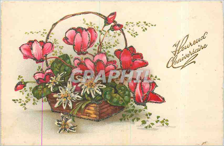 CPA VŒUX Fleurs