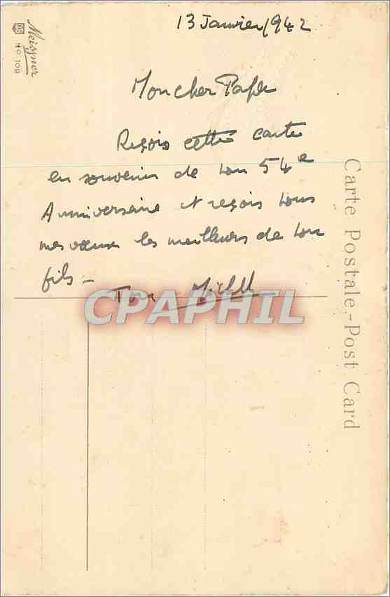 CPA VŒUX Fleurs — Back