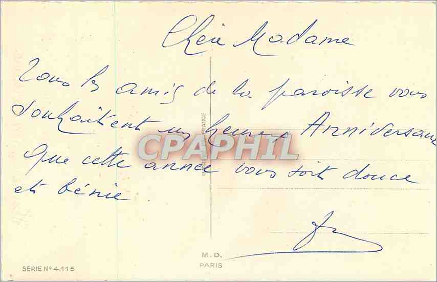 CPA VŒUX Fleurs — Rückseite