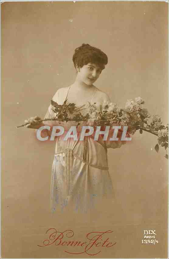 CPA VŒUX Femme