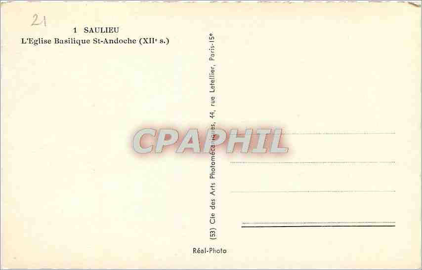 CPA SAULIEU L'Eglise Basilique St Andoche (XIIes) — Rückseite