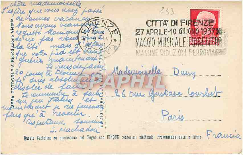 CPA FIRENZA-M.di S Mari del Fiore — Rückseite
