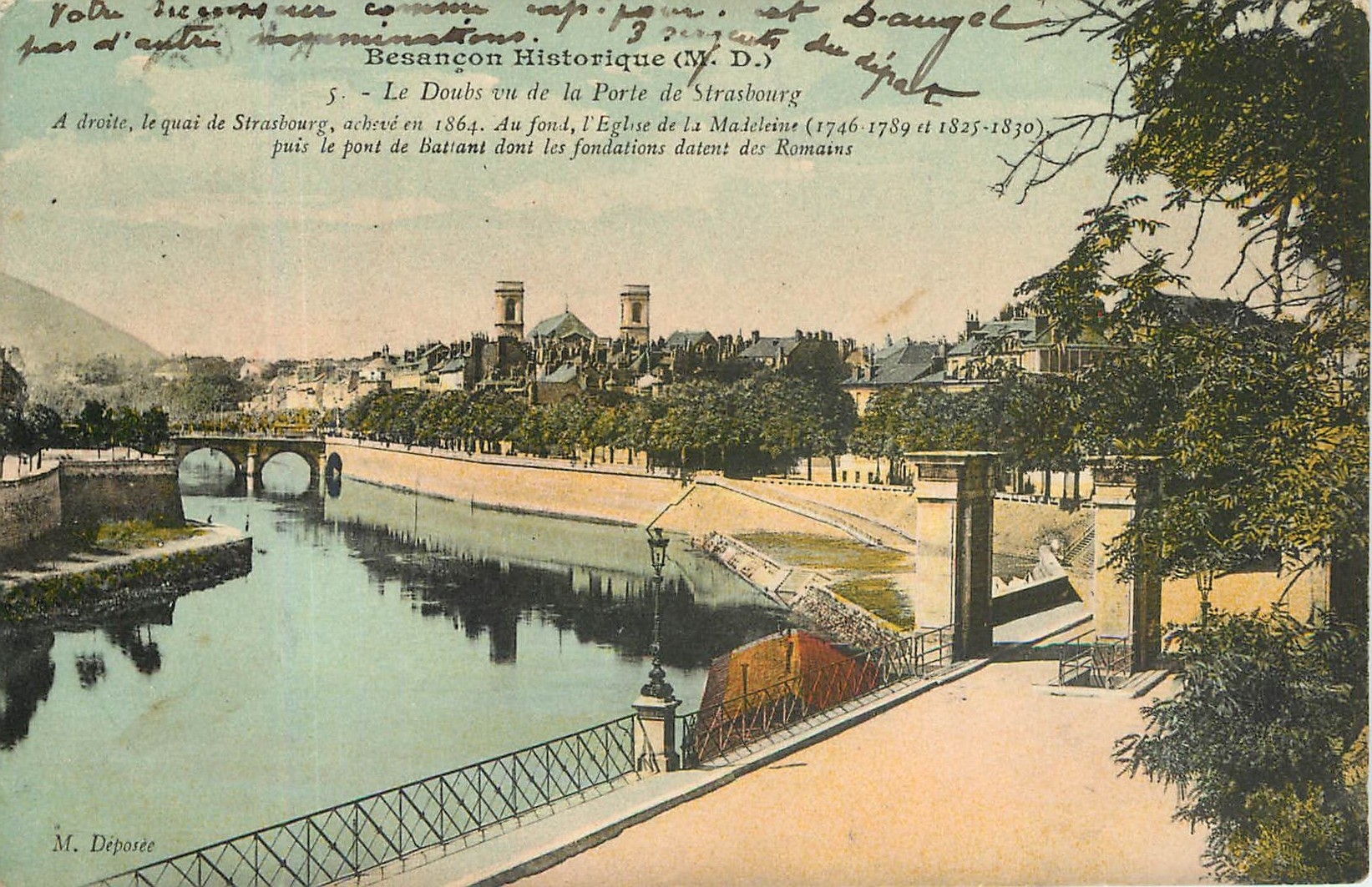 Historisches Besançon — Ansicht des Doubs von der Straßburger Pforte — M. Déposée