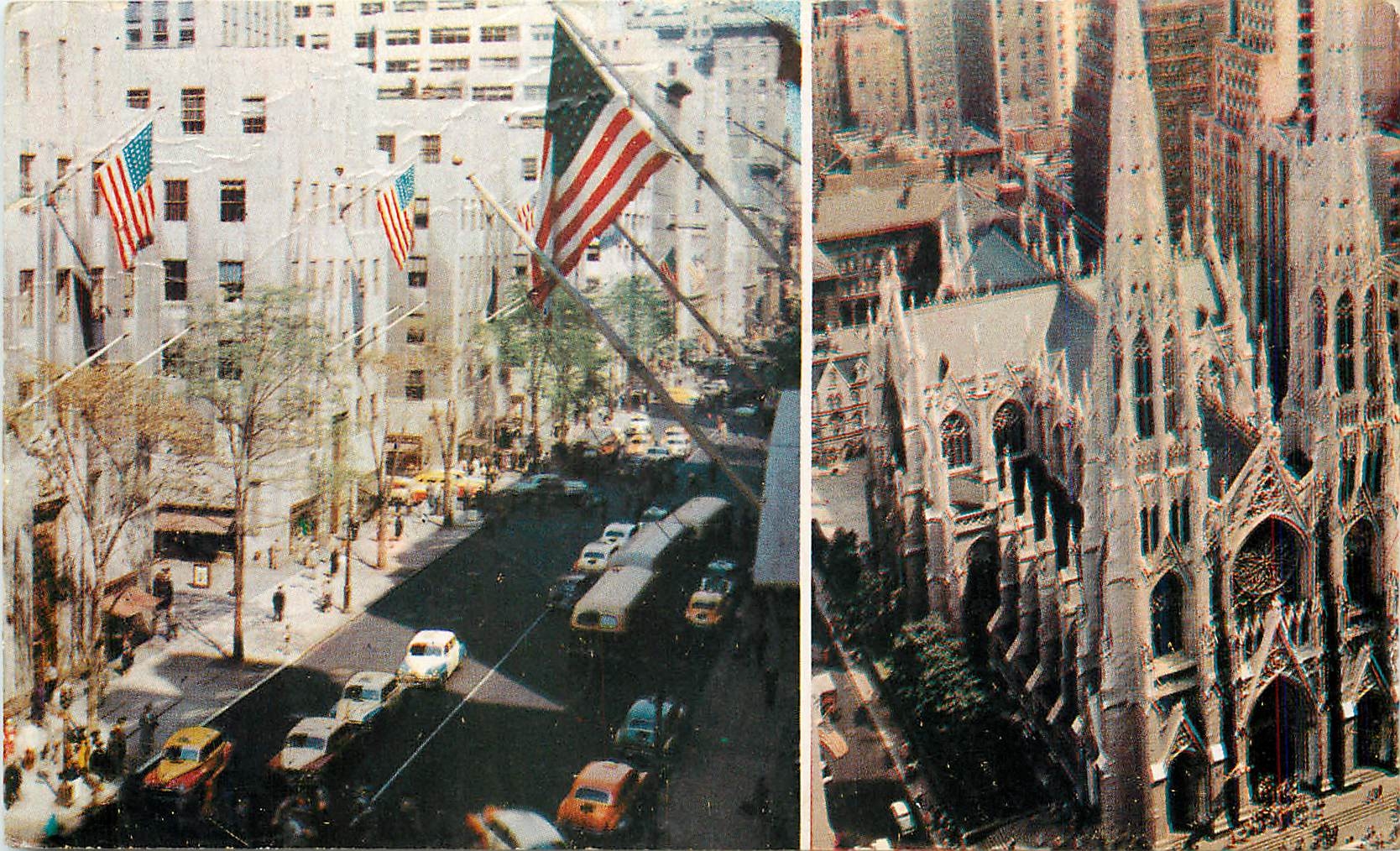 CPM The prominence ef fifth Avenue and Rockefeller. Enter and St Patick's Cathedral at 50th Srteet n