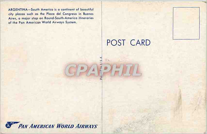 CPA ARGENTINA-South America is a continent of beutiful city plzas such as the plaza del Congreso in  — Back