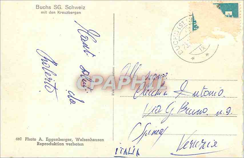 CPA Buchs SG Schweiz mit den Kreuzbergen — Rückseite