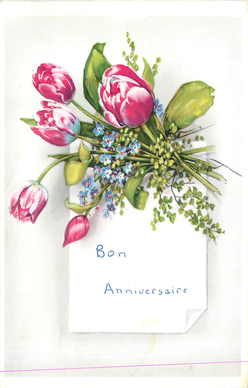 CPA VŒUX Fleurs