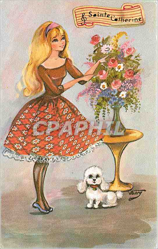CPM Femme Chien