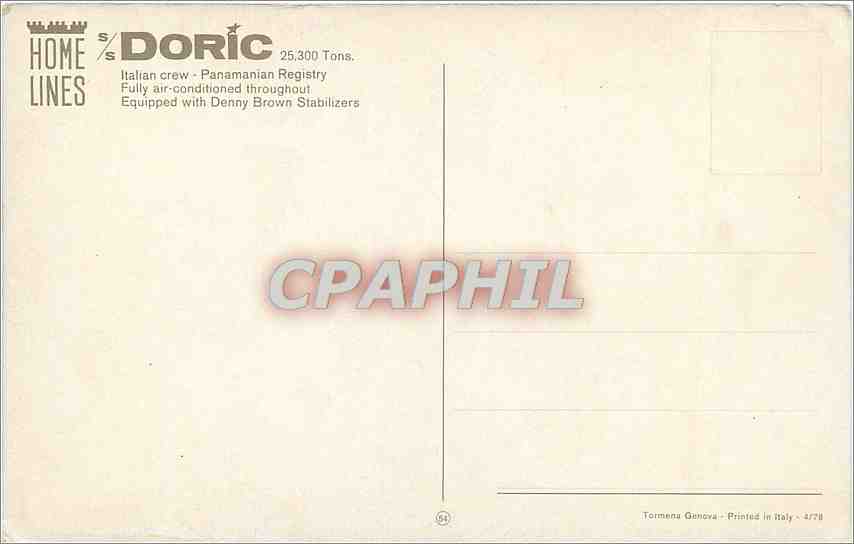 CPM Italian crew Bateau Doric Paquebot — Back