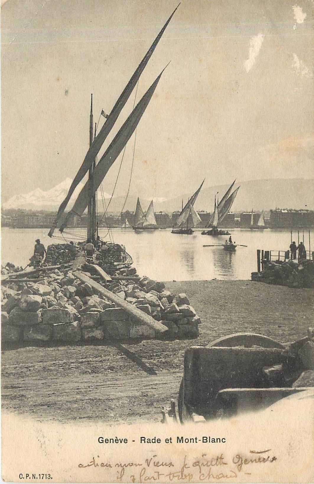 CPA GENEVE-Rade et Mont blanc Bateaux