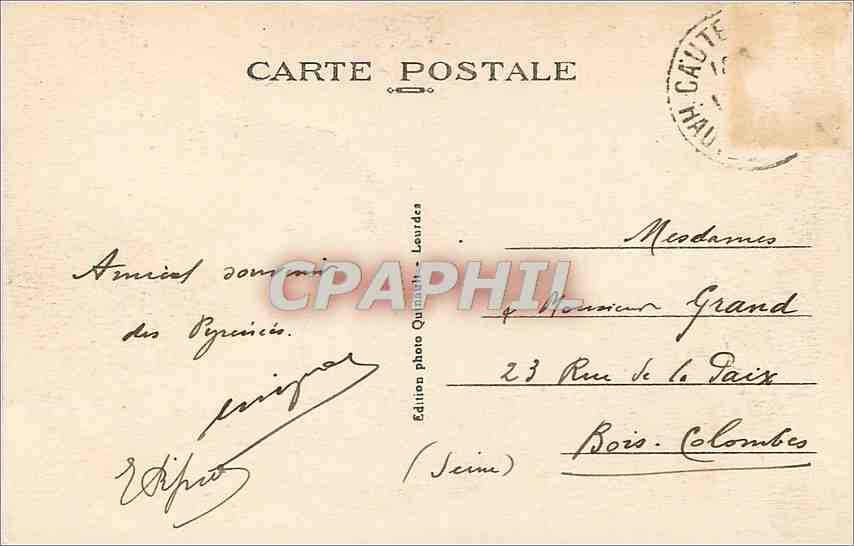 CPA CAUTERETS-Vallee de la Raillere et la Cabaliros — Rückseite