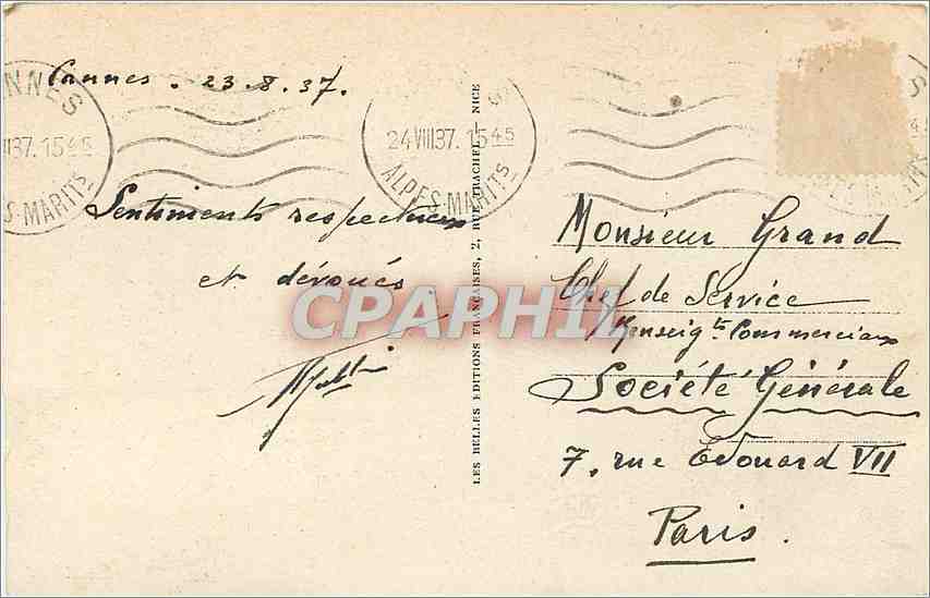 CPA CANNES-Le Port et le Mont Chevalier — Rückseite