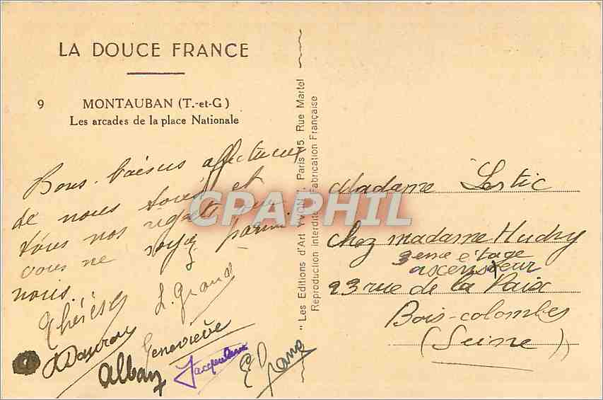 CPA MONTAUBAN(T.ET G) Les arcades de la police Nationale — Verso