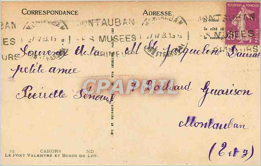 CPA CAHORsS -Le pont Vatentre et Bords du Lot — Verso