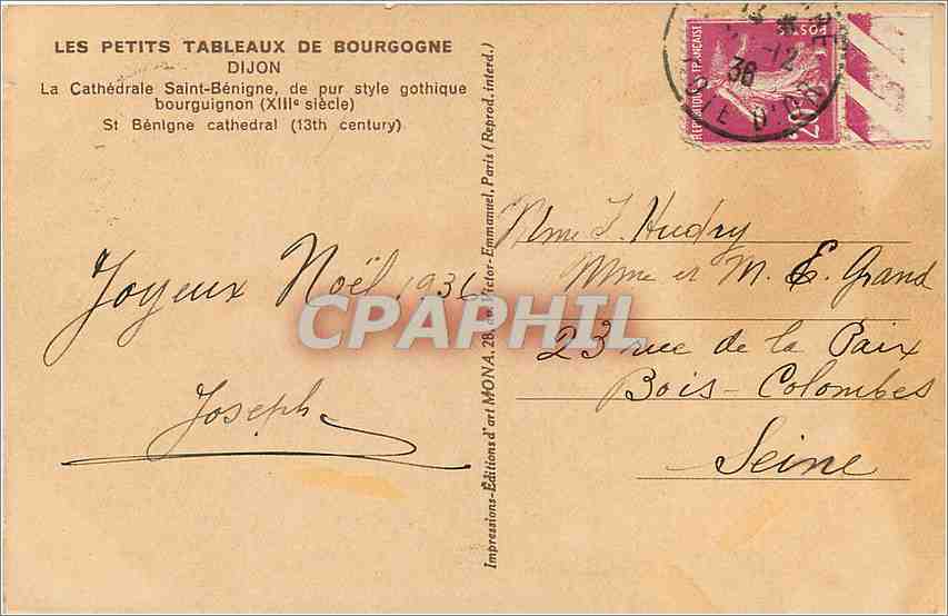 Cathédrale Saint-Bénigne — Dijon — édition Mona — Rückseite