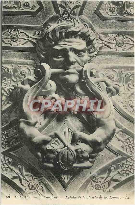 CPA TOLEDO-La Catedral Detalle de la puerta de los leones Lion
