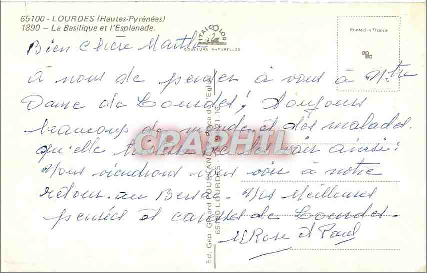 CPA LOURDES(Haute Pyrenees) 1890 L Basilique et l'Esplanade — Verso
