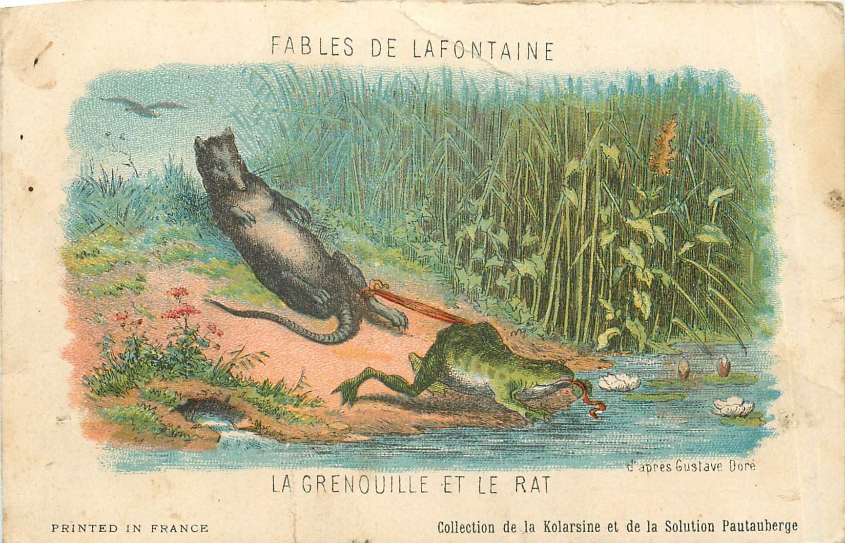 CPA fables de la fontaine-La grenouille et le Rat