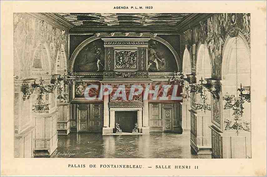 Palais de Fontainebleau — Salle Henri II — Agenda P.L.M. 1923 — Rückseite