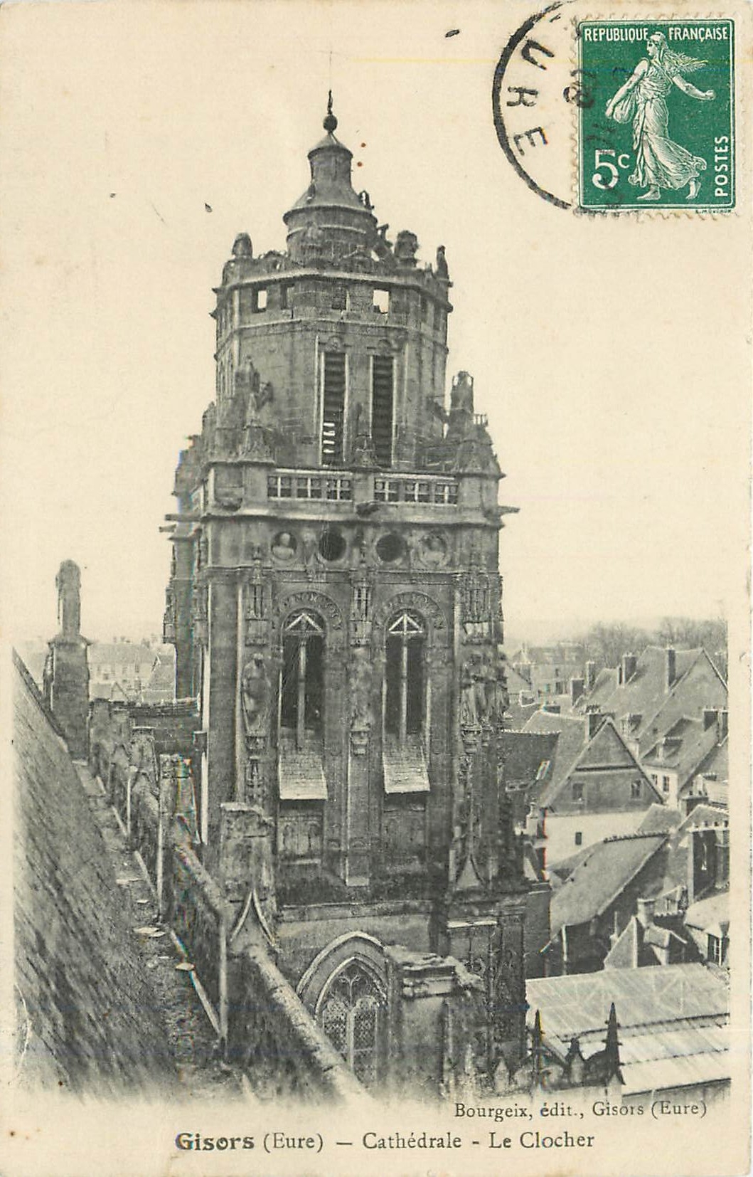 CPA GISORS(Eure)-Cathedrale-Le Clocher