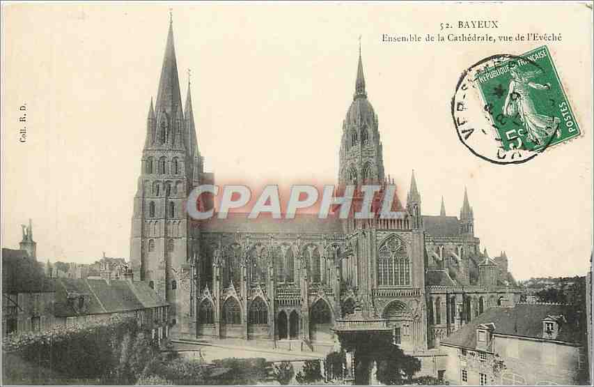 Bayeux — Ensemble de la Cathédrale, vue de l'Évêché — Call. R. D. n° 52