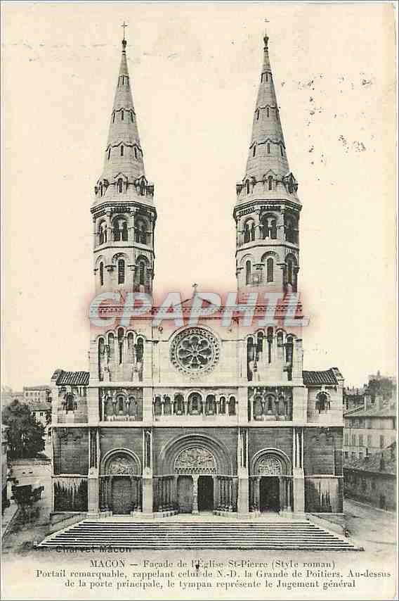 CPA MACON-Façade de l'Eglise St Pierre (Style Roman)