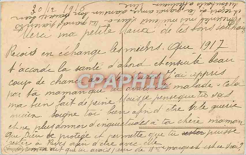 CPA VOEUX — Verso
