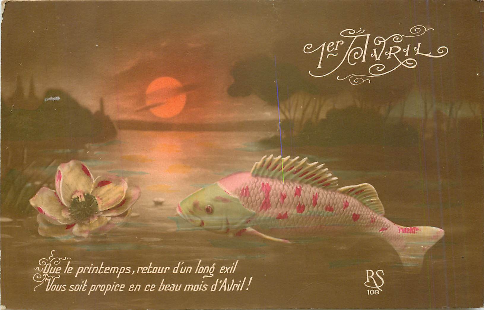 CPA VŒUX Poisson 1er Avril