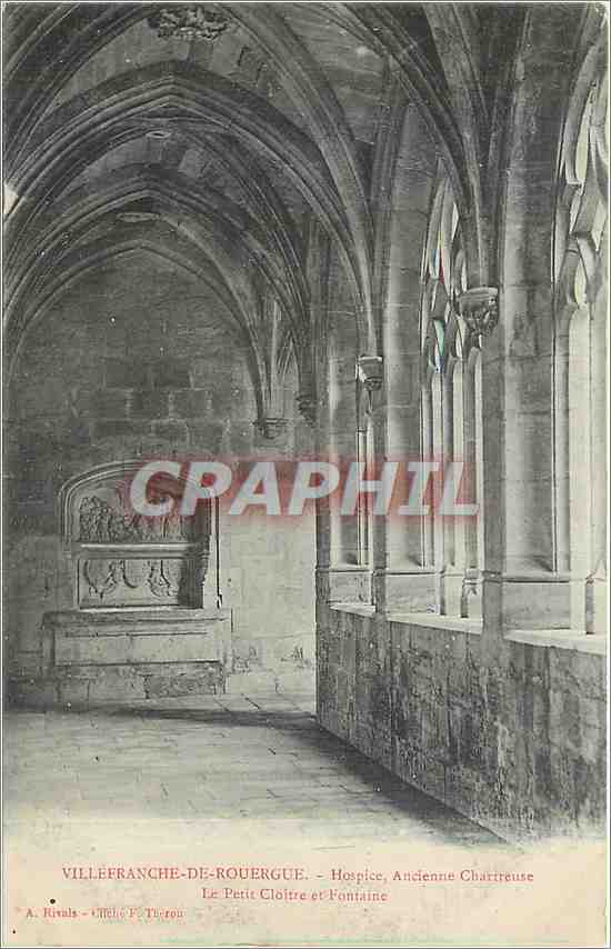 CPA VILLEFRNCHE DE ROUERGUE-Hospice  ancienne Chartreuse-Le petit Cloitre et Fontaine