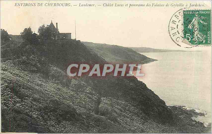 CPA ENVIRONS DE CHERBOURG-Landemer-Chaletet panorama des falaises de greville a Jardehen