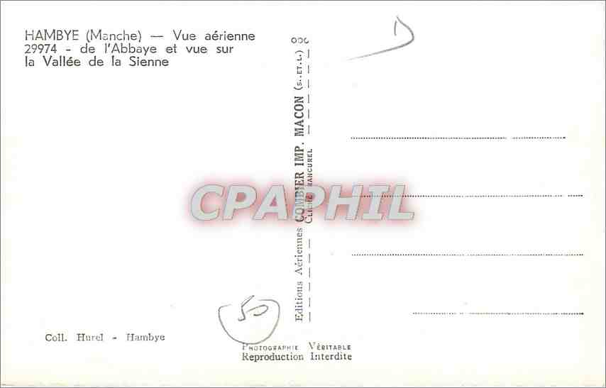 Hambye (Manche) — Vue aérienne de l'Abbaye et vue sur la Vallée de la Sienne — Éditions Hurel — Rückseite