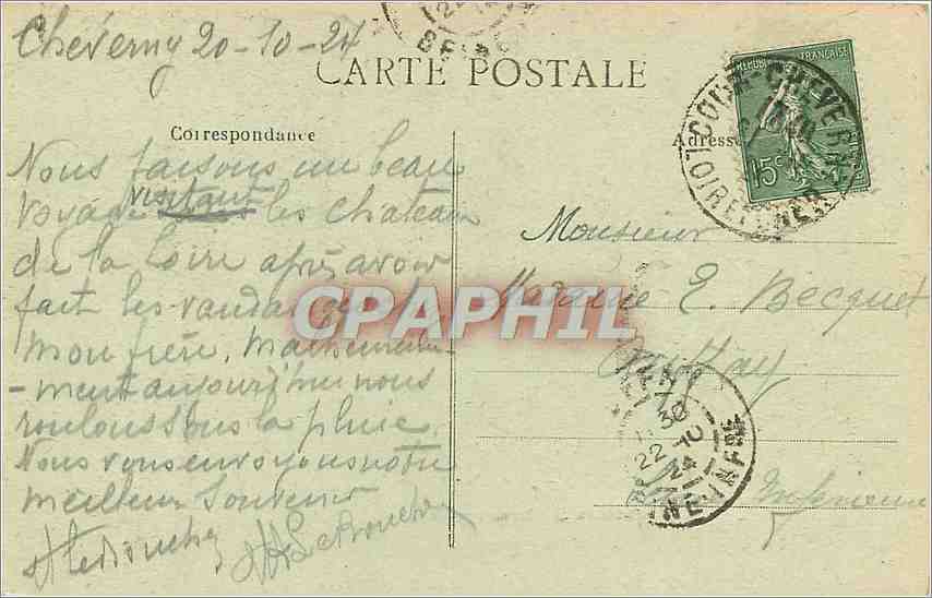 CPA le chateau de cheverny- Le salon — Rückseite
