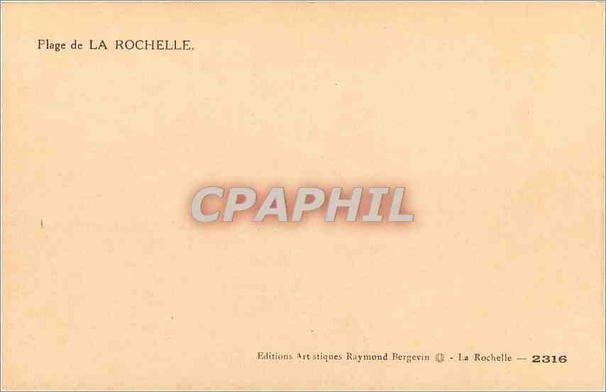 Plage de La Rochelle — Éditeur : Editions Artistiques Raymond Bergevin — N° 2316 — Rückseite