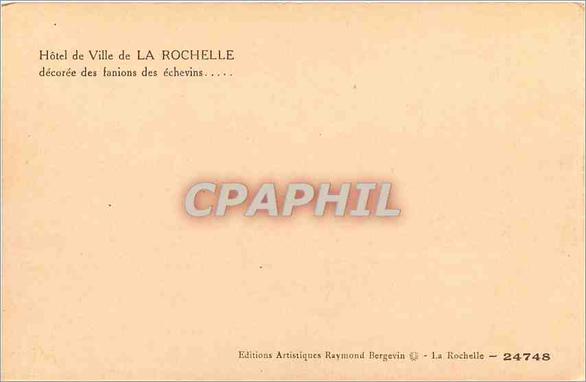 Hôtel de Ville de La Rochelle — décorée des fanions des échevins — Raquint — Verso