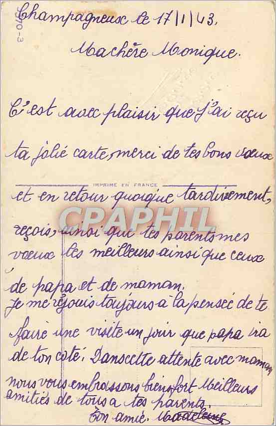 CPA VOEUX — Verso