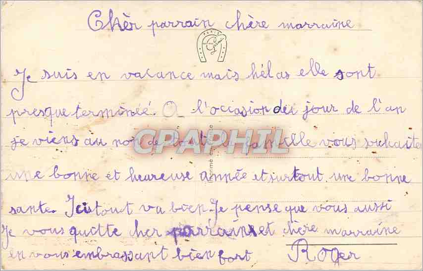 CPA VOEUX — Verso