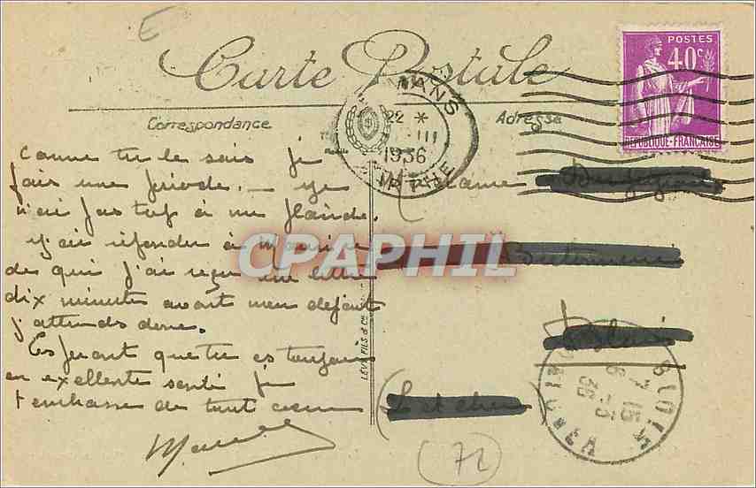 CPA LE MANS-Place de la Republique Tramway — Rückseite