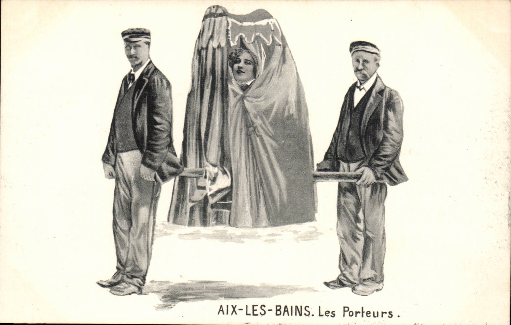 Aix les Bains - Les Porteurs - illustration - CPA 