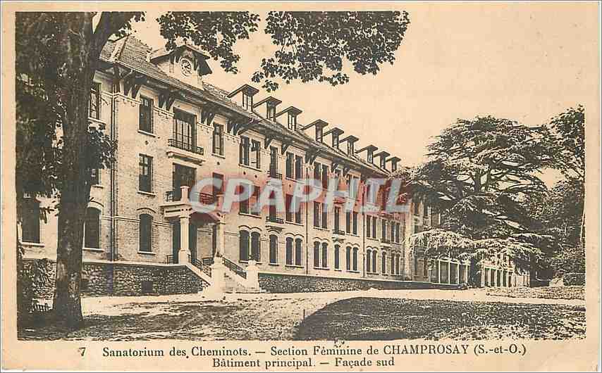 CPA Sanatorium des Cheminots - Section féminine de CHAMPROSAY (S-et-O) Batiment principal - Façade s