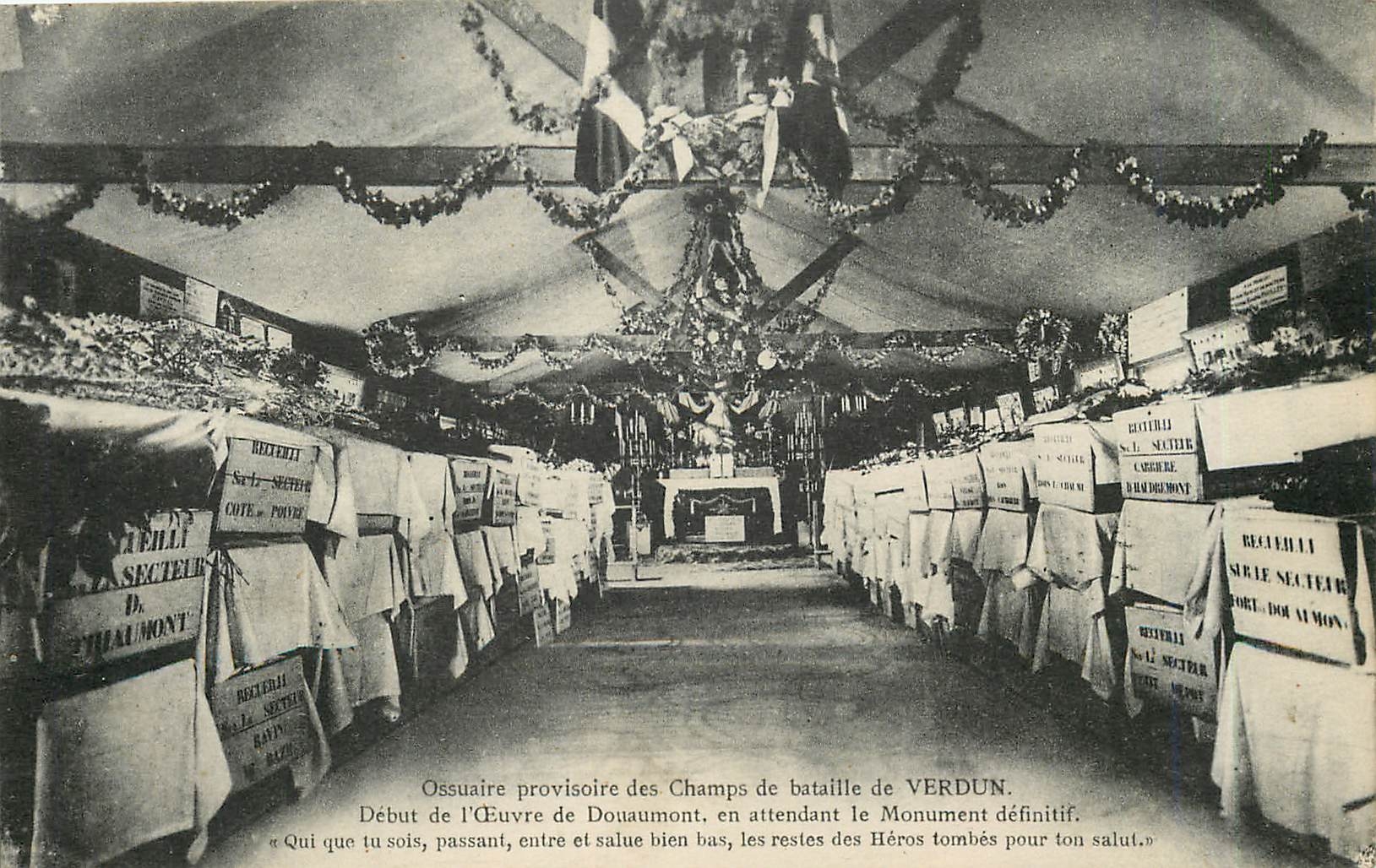 CPA Ossuaire provisoire des champs de bataille de Verdun