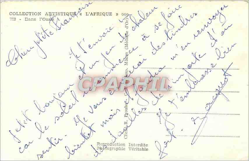 CPM COLLECTION ARTISTIQUE "L'AFRIQUE" Dans l'Oasis — Rückseite