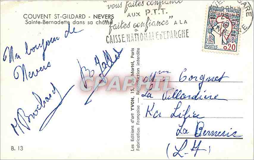 CPM COUVENT ST-GILDARD - NEVERS Sainte-Bernadette dans sa Châsse — Rückseite