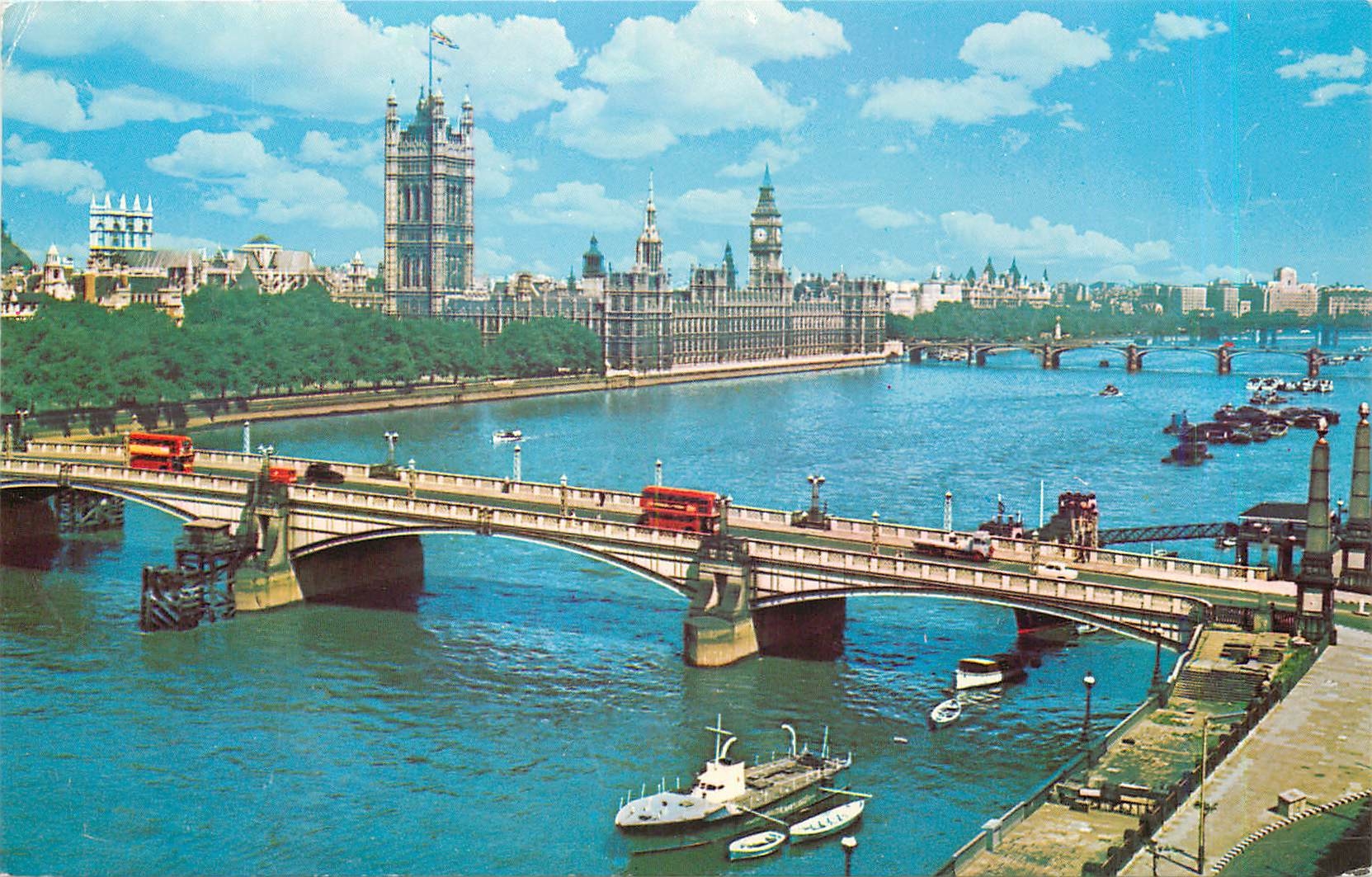 Lambeth Bridge and Houses of Parliament — Natural Colour Series — The Photographic Card Co. Ltd., London