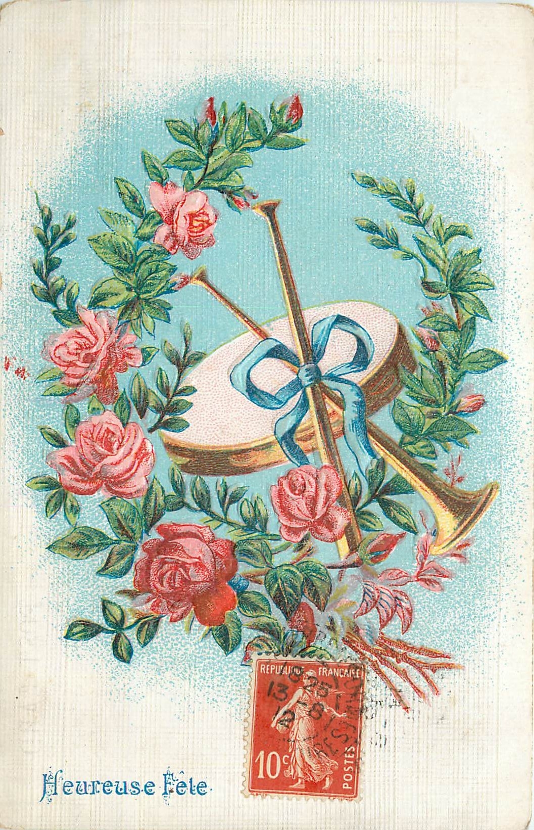 CPA Heureuse fête Fleurs